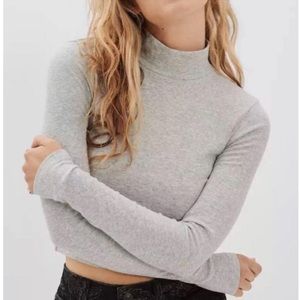 American Eagle Gray Cropped High Neck Sweater